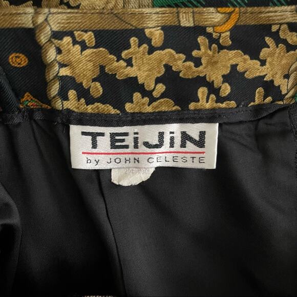 Vintage blue tan wool bridle equestrian plaid 80s 90s midi skirt small - Picture 7 of 8